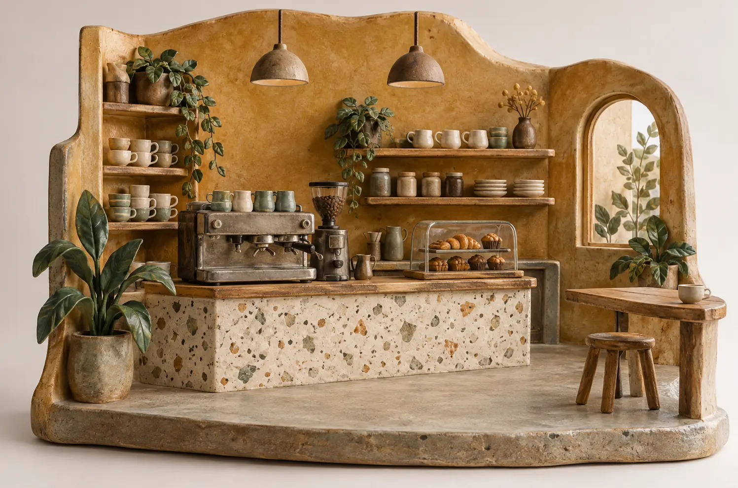Illustration of cafés and their working space